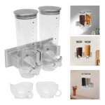 Distributeur de céréales mural argenté - distributeur de céréales à double compartiment avec tasse - ... Distributeur de céréales mural argenté - distributeur de céréales à double compartiment avec tasse - ...