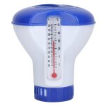 Distributeur de chlore chimique flottant pour piscine avec porte - tablettes et thermomètre Distributeur de chlore chimique flottant pour piscine avec porte - tablettes et thermomètre