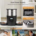Distributeur croquettes pour chat avec 2 bols en acier inoxydable - capacit� 45 l - timing intelligent ...