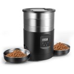 Distributeur croquettes chat automatique double: inox distributeur croquettes chien avec 2 bols - 5l ...