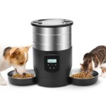 Distributeur croquettes pour chat avec deux gamelles 45 litres commande  5 boutons lecture vocale distributeu ...