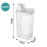 Distributeur lessive 2300ml transparent avec verre doseur gradu� poudre liquide c�r�ales