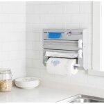 Distributeur mural de rouleaux - 6 en 1 - dcoupe facile - gris - support papier - film alimentaire - ...