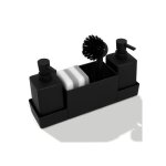 Distributeur savon cuisine et porte �ponge �vier cuisine avec brosse flacons de distributeur savon liquide ...