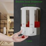 Distributeur de savon et � main mural 2 * 300ml double t�te distributeur de douche liquide gel distributeur ...