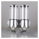 Distributeur de savon mural 500ml x 2 double tte pour liquide gel douche shampooing cuisine et salle ...