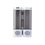 Distributeur savon mural double tte argent manuel pour savon / shampoing / gel douche label