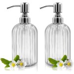Distributeur de savon en verre - lot de 2 distributeurs de savon en verre de 14 oz avec pompe en acier ...
