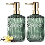 Distributeur de savon en verre transparent avec pompe en plastique abs distributeurs de lotion(2paquets ...