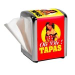 Distributeur de serviettes en métal olé ! olé ! tapas - 60 serviettes incluses Distributeur de serviettes en métal olé ! olé ! tapas - 60 serviettes incluses