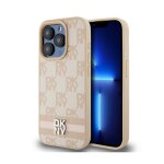 Coque pour smartphone - dkny - iphone 15 pro max - cuir � carreaux - rose - rigide