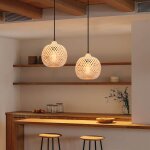 Dlglolin 2x suspension e27 luminaire lustre tissée en rotin abat - jour sphérique tissée en bambou 20cm ... Dlglolin 2x suspension e27 luminaire lustre tissée en rotin abat - jour sphérique tissée en bambou 20cm ...