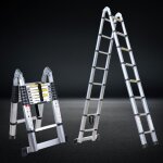 Dlglolin 5m Échelle télescopique extensible et pliante 25m + 25m escabeau Échelle en aluminium multi ... Dlglolin 5m Échelle télescopique extensible et pliante 25m + 25m escabeau Échelle en aluminium multi ...