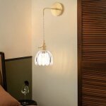 Dlglolin applique murale en verre transparent vintage avec fil lampe murale forme de fleur tulipe e27 ...