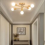 Dlglolin plafonnier industriel 5 - lumi�res lustre vintage e27 lampe de plafond en m�tal dor� suspension ...