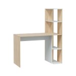 Dmora - bureau abba 110 x 52 x h 136 cm blanc chne panneau effet bois