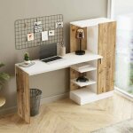 Dmora - bureau angaga 1523 x 40 x h 120 cm ch�ne blanc panneau effet bois