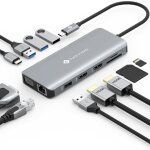 Docking station 11 en 1hub usb c double hdmimultiport dock usb c vers usb x 4 pd 100wgigabit ethernetlecteur ...