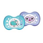 Dodie - lot de 2 sucettes anatomiques nuit + 18 mois mouton / chouette