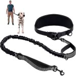 Dog leash canicross dog leash hands - free dog leash waist - worn dog leash adjustable belt animal harness ...