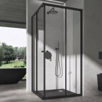 Doporro cabine de douche noir en angle transparent 75x100cm paroi de douche montage r�versible receveur ...