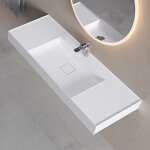 Doporro lavabo suspendu avec bonde vasque à poser blanc mat 120x46x12cm lave mains rectangulaire avec ... Doporro lavabo suspendu avec bonde vasque à poser blanc mat 120x46x12cm lave mains rectangulaire avec ...