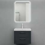 Sogood meuble de salle de bains gris noir mat ensemble de 2 pices meuble sous vasque suspendu avec lavabo ...