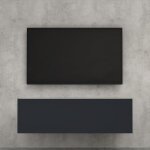 Doporro meuble tv bas 100cm armoire tv blanc mat + gris noir mat table de tlvision salon avec porte ...