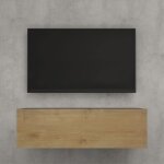 Doporro meuble tv bas 100cm armoire tv gris noir mat + marron clair table de télévision salon avec porte ... Doporro meuble tv bas 100cm armoire tv gris noir mat + marron clair table de télévision salon avec porte ...