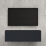 Doporro meuble tv bas 100cm armoire tv gris noir mat table de tlvision salon avec porte meuble tv suspendu ...