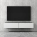 Doporro meuble tv bas 160cm armoire tv gris noir mat + blanc mat table de tlvision salon avec portes ...