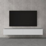 Doporro meuble tv bas 200cm armoire tv gris noir mat + blanc mat table de tlvision salon avec portes ...