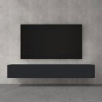 Doporro meuble tv bas 200cm armoire tv gris noir mat table de tlvision salon avec portes meuble tv ...