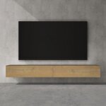 Doporro meuble tv bas 240cm armoire tv gris noir mat + marron clair table de t�l�vision salon avec portes ...