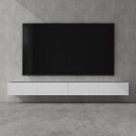 Doporro meuble tv bas 280cm armoire tv gris noir mat + blanc mat table de tlvision salon avec portes ...