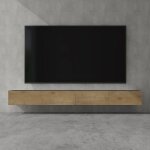Doporro meuble tv bas 280cm armoire tv gris noir mat + marron clair table de t�l�vision salon avec portes ...