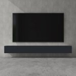 Doporro meuble tv bas 280cm armoire tv gris noir mat table de tlvision salon avec portes meuble tv ...