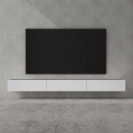 Doporro meuble tv bas 300cm armoire tv gris noir mat + blanc mat table de t�l�vision salon avec portes ...