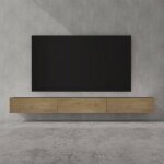 Doporro meuble tv bas 300cm armoire tv gris noir mat + marron clair table de tlvision salon avec portes ...
