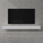 Doporro meuble tv bas 320cm armoire tv gris noir mat + blanc mat table de t�l�vision salon avec portes ...