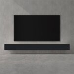 Doporro meuble tv bas 320cm armoire tv marron clair + gris noir mat table de t�l�vision salon avec portes ...