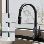 Doporro mitigeur robinet de cuisine � bec extractible rotatif 360� � affichage num�rique �vier en laiton ...