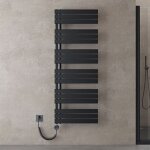 Doporro radiateur de salle de bain s�che - serviette 159x60cm radiateur � eau chaude gris noir avec r�sistance ...