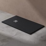 Doporro receveur de douche ultra plat 80x140x3cm bac � douche en solid surface gris noir mat geoma09