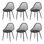 Chaises de jardin en plastique - dorafair - lot de 6 - noir - 42x47x84 cm - design moderne - r�sistant ...