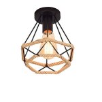 Dorlink suspension r�tro en corde naturelle ? lustre vintage e27 ? luminaire d�coratif pour salon chambre ...