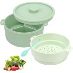Double cuiseur vapeur micro - ondes vert 1. 5l r�cipient lave - vaisselle pour cuisson conservation aliments ...