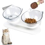 Double gamelle chat - inclinable � 15� bols chat - avec support sur�lev� - eau et nourriture - base anti ...