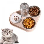 Double gamelle surleve pour chat et chien avec stockage deau automatique - bol acier inoxydable (rose) ...