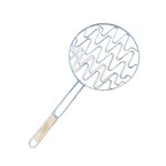 Double grille barbecue ronde 30 cm en acier chrom� avec manche en bois